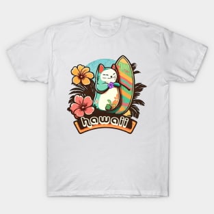 Chonky Kawaii Surf Kitty T-Shirt